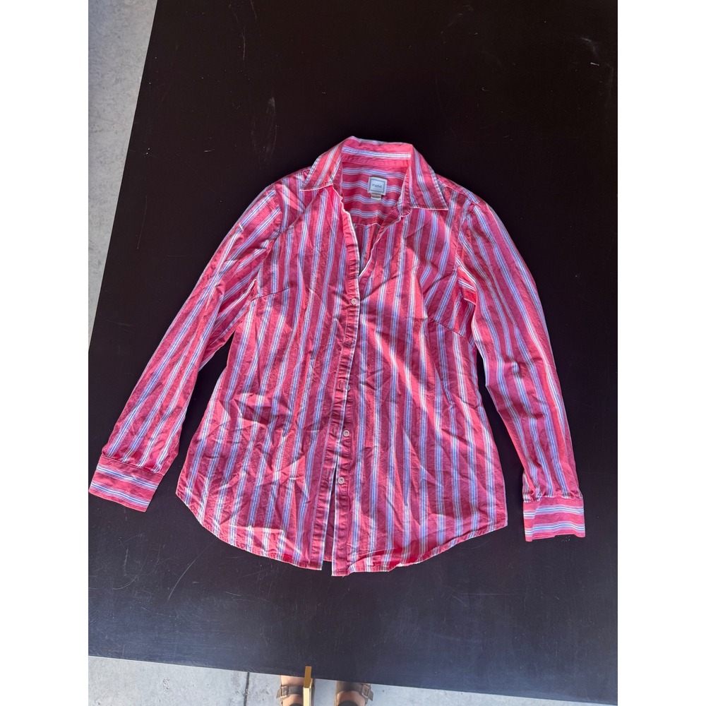 Maeve Anthropologie Pink Striped Button Down Shirt Cotton Long Sleeve Small
